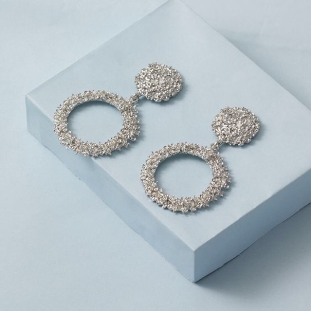 Round Sparkling Drop Earrings